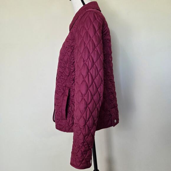 EUC LL Bean Women's M Quilted Lined Long Sleeve Snap Front Jacket Burgundy - Picture 7 of 16
